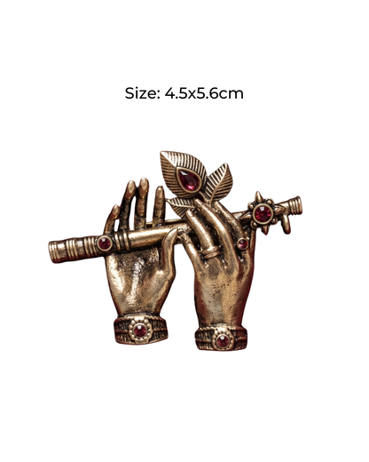Krishna Flute Brass Brooch
