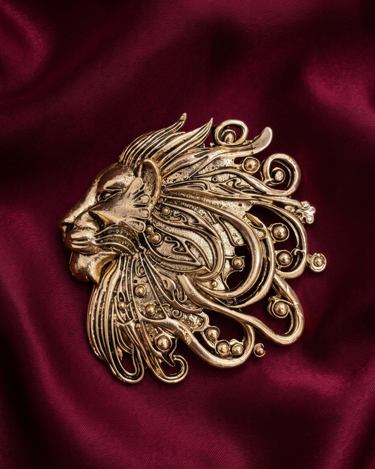 Majesty Lion Brass Brooch