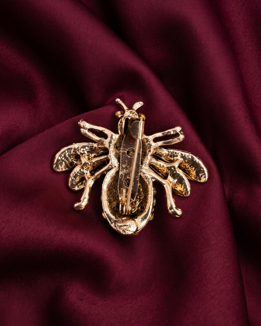 Amber Honeybee Brass Brooch