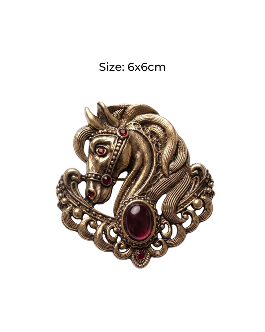 Royal Ashwa Brass Horse Brooch