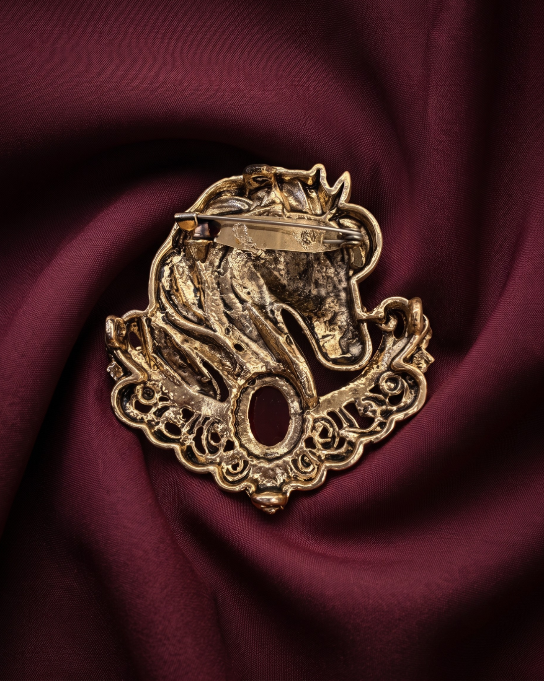 Royal Ashwa Brass Horse Brooch