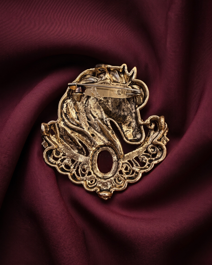 Royal Ashwa Brass Horse Brooch