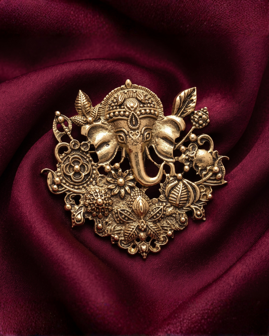 Ganesha Antique Brass Brooch