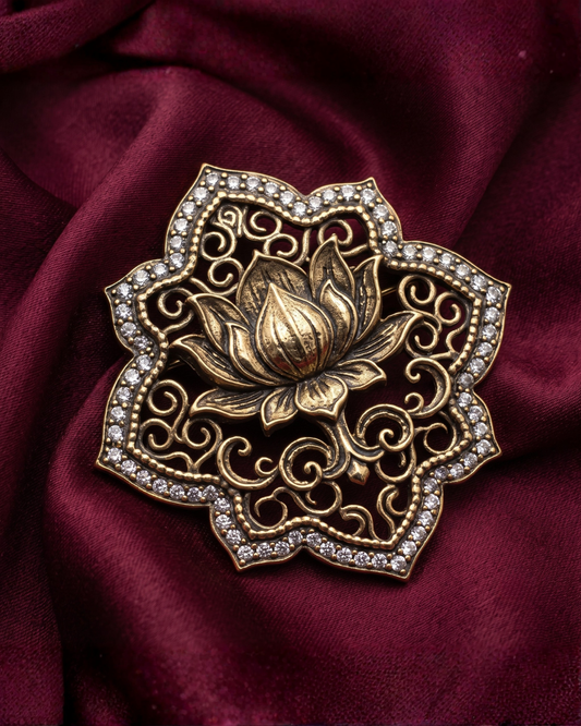 Lotus Antique Brass Brooch