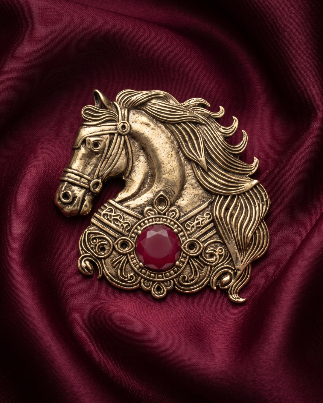 Regal Horse Brass Brooch