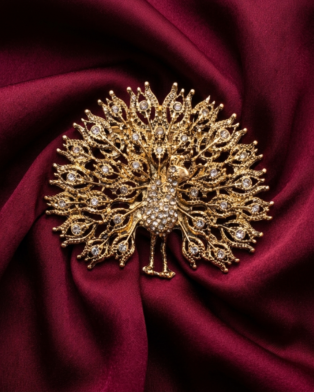 Royal Peacock Brass Brooch