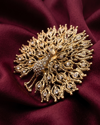 Royal Peacock Brass Brooch