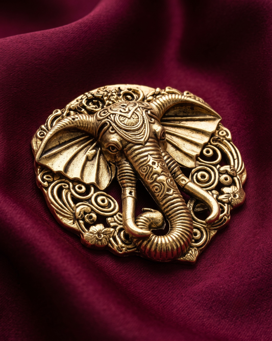 Royal Elephant Brass Brooch