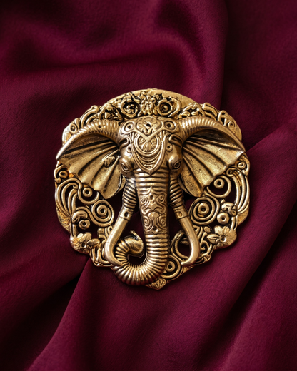 Royal Elephant Brass Brooch