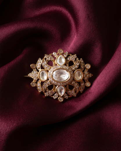 Noor Petit Polki Brooch - White