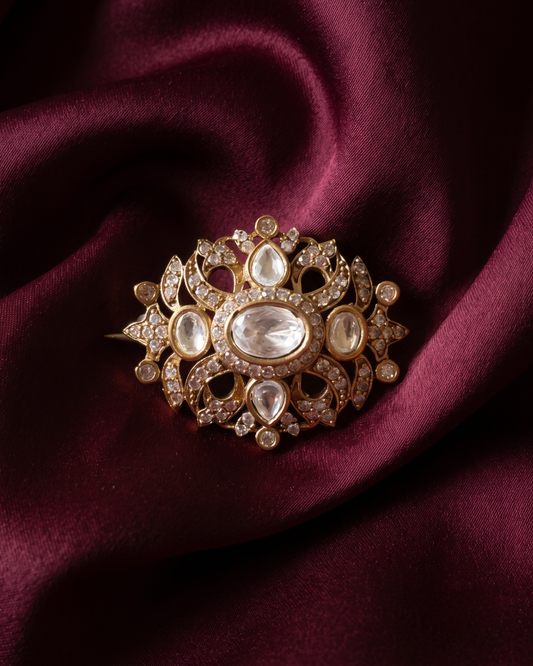 Noor Petit Polki Brooch - White