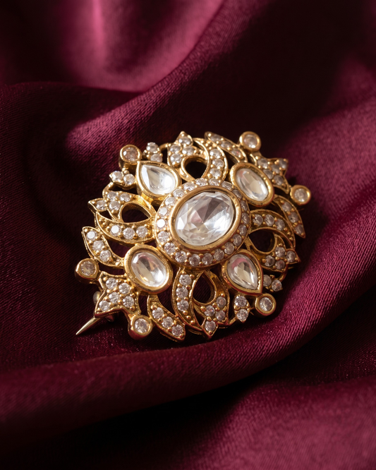 Noor Petit Polki Brooch - White