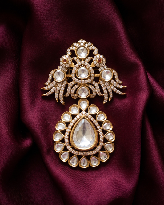 Mayur Teardrop Polki Brooch