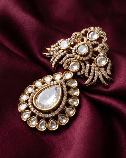 Mayur Teardrop Polki Brooch