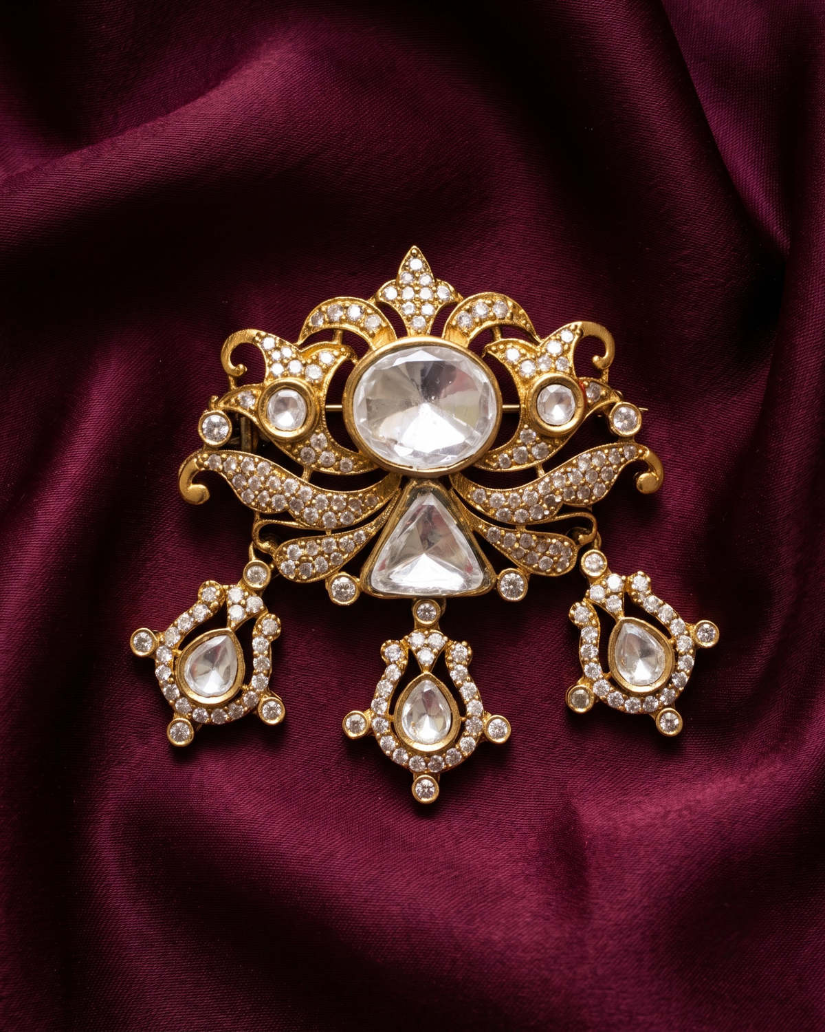 Lotus Polki Brooch