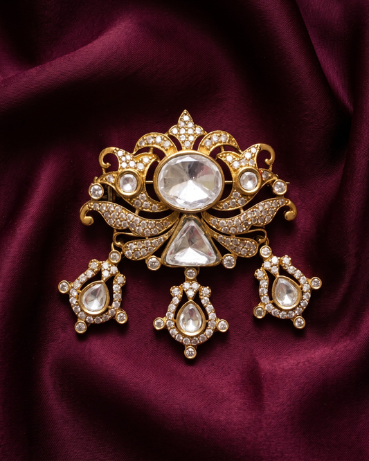 Lotus Polki Brooch