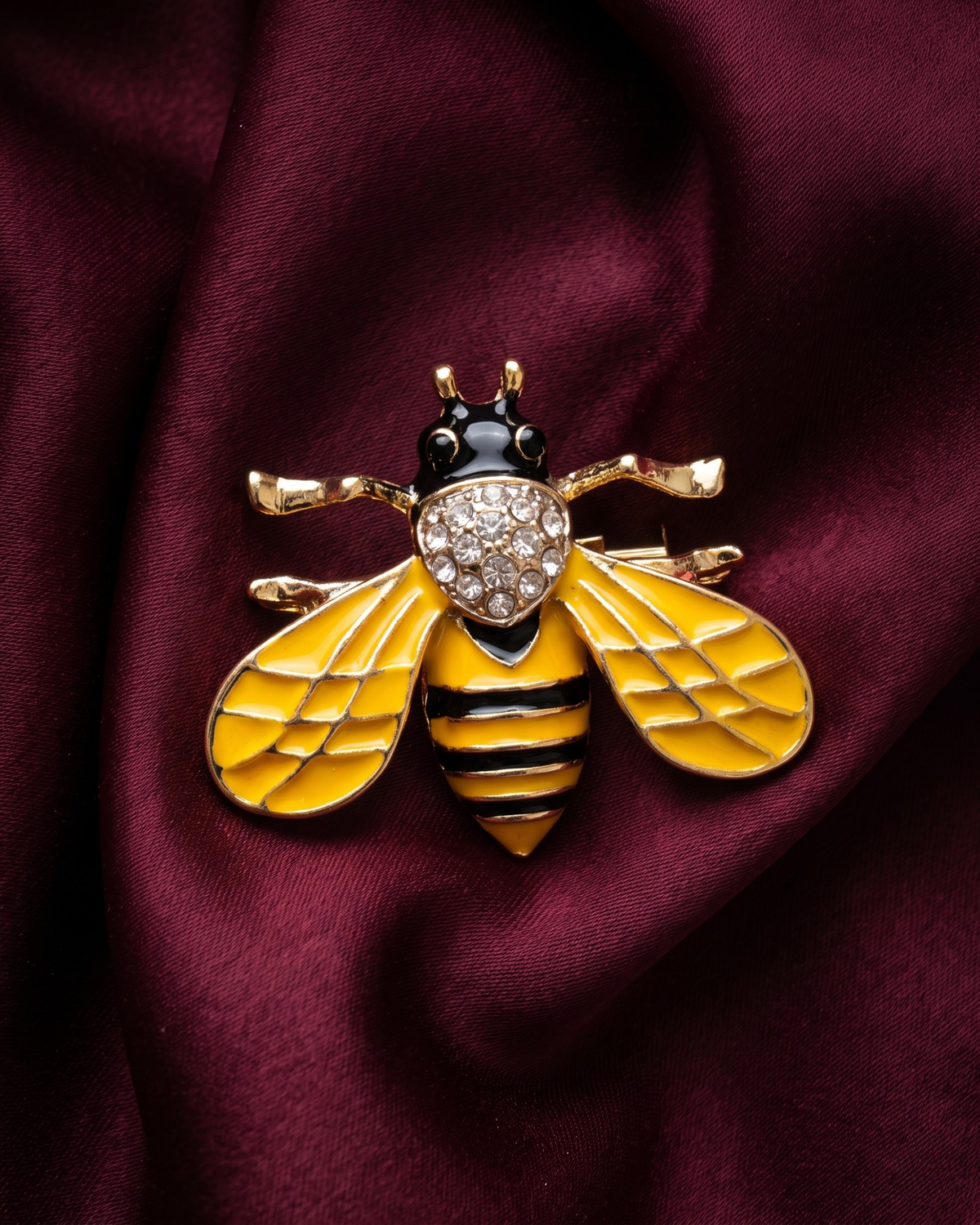 Bumble Bee Enamel Brooch - Yellow