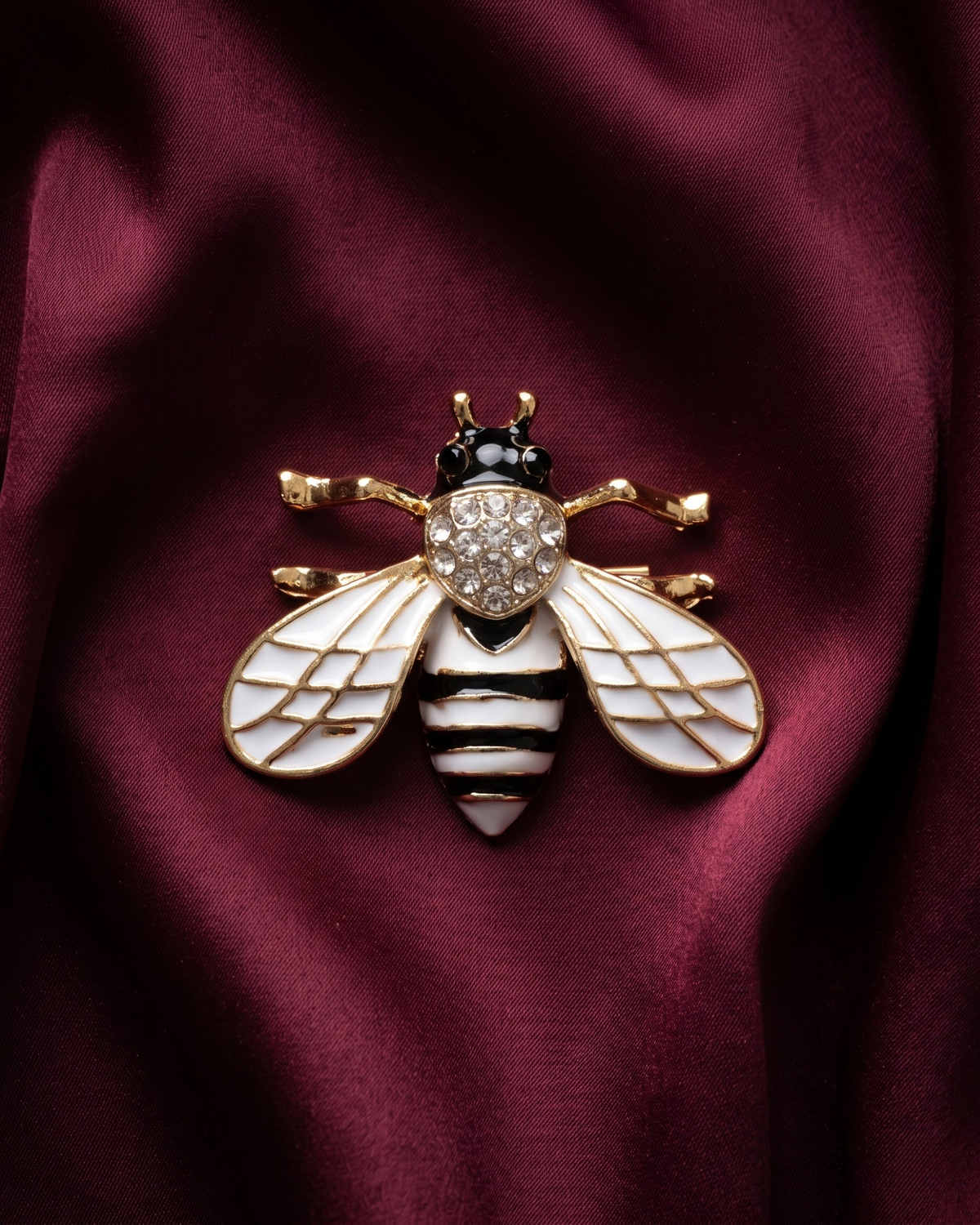 Bumble Bee Enamel Brooch - White