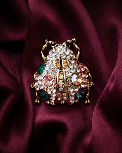 Ladybug Crystal Brooch