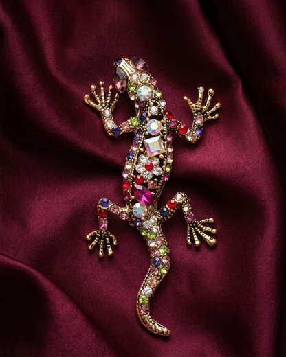 Lizard Crystal Brooch