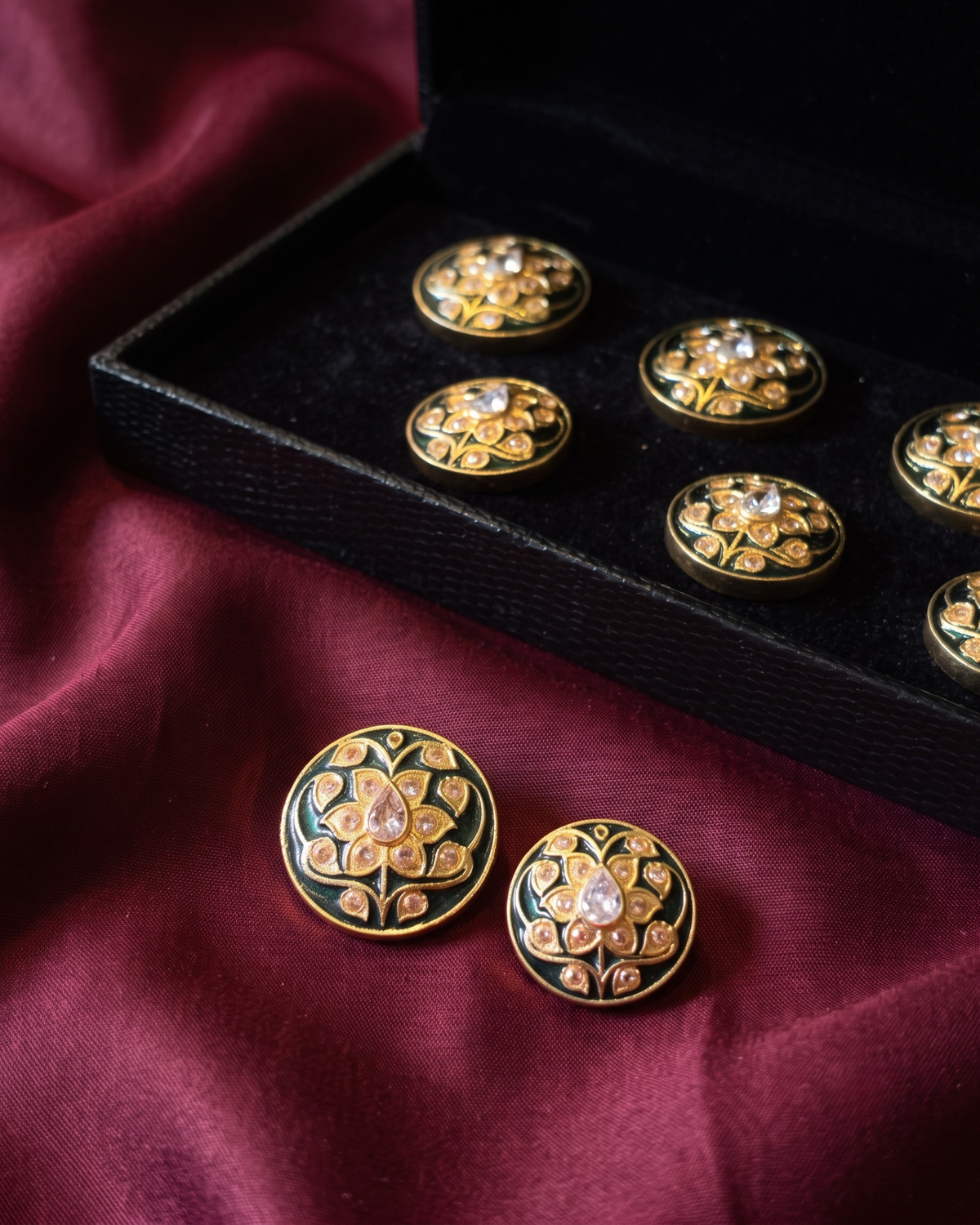 Gul-e-Markat Meenakari Button Set