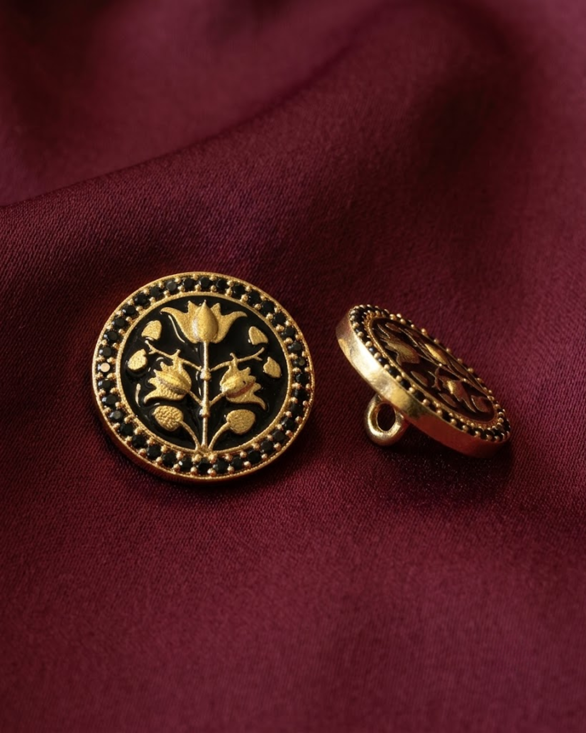 Midnight Tulip Meenakari Button Set