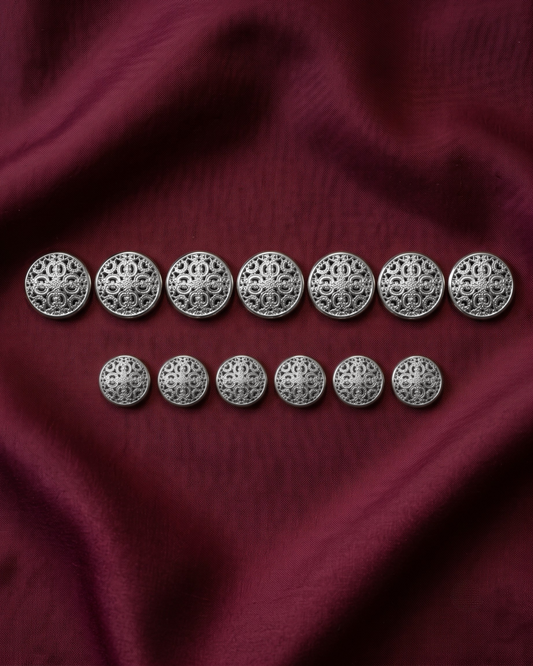 Filigree Metal Button Set - Silver