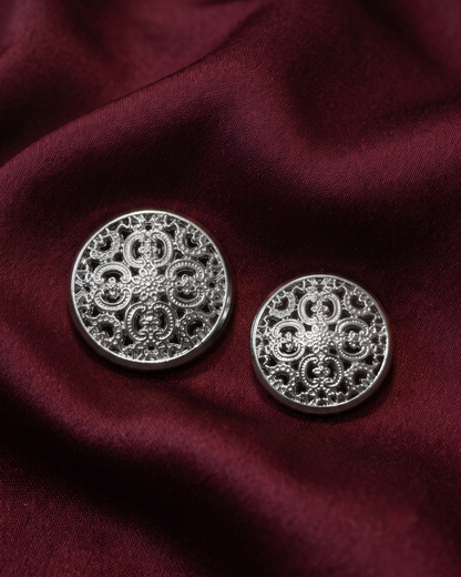 Filigree Metal Button Set - Silver
