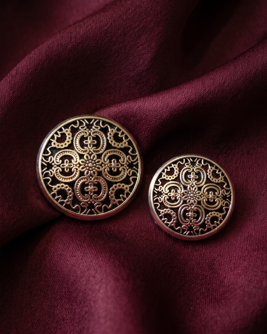 Filigree Metal Button Set - Antique Gold