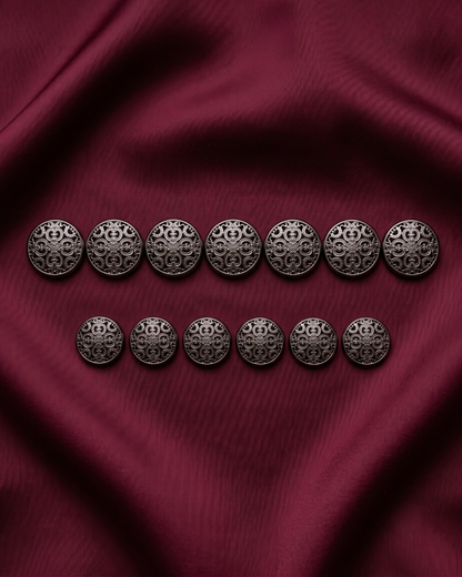 Filigree Metal Button Set - Gunmetal