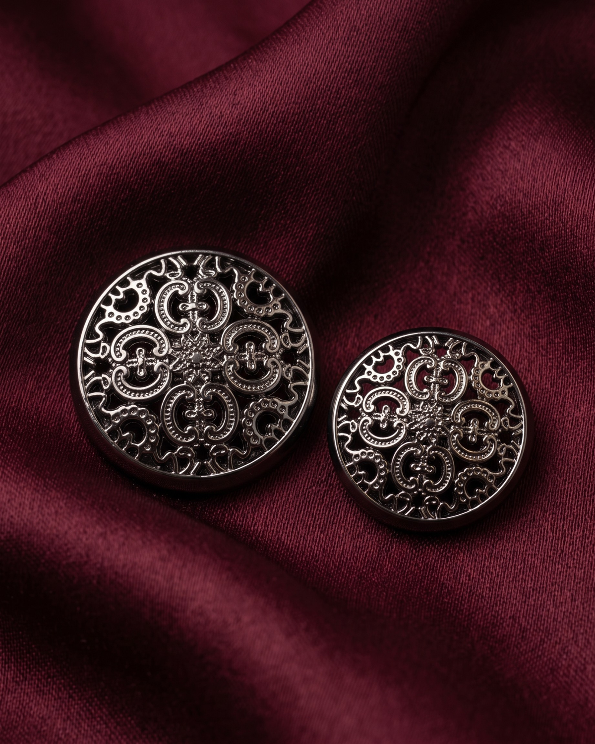 Filigree Metal Button Set - Gunmetal