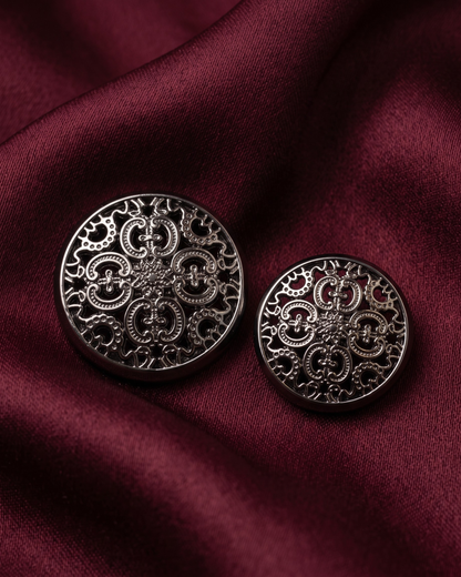 Filigree Metal Button Set - Gunmetal