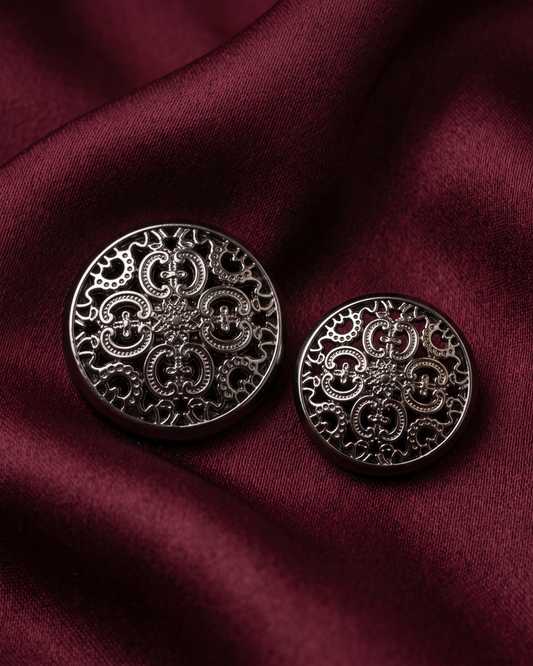 Filigree Metal Button Set - Gunmetal