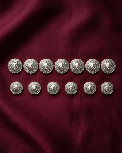 Lion Metal Button Set - Grey