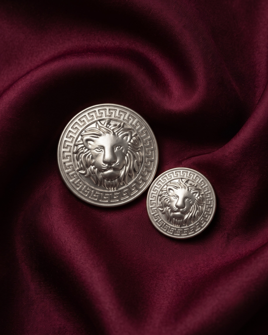 Lion Metal Button Set - Grey