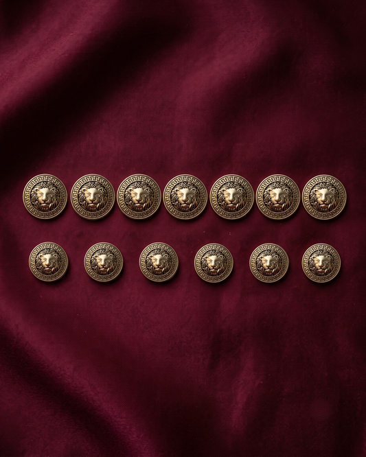 Lion Metal Button Set - Antique Gold