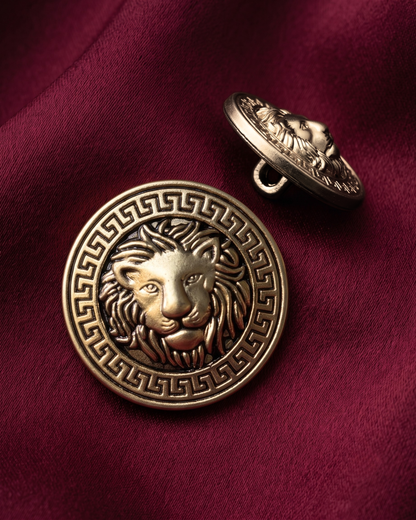 Lion Metal Button Set - Antique Gold