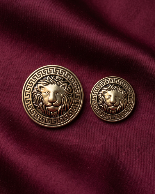 Lion Metal Button Set - Antique Gold