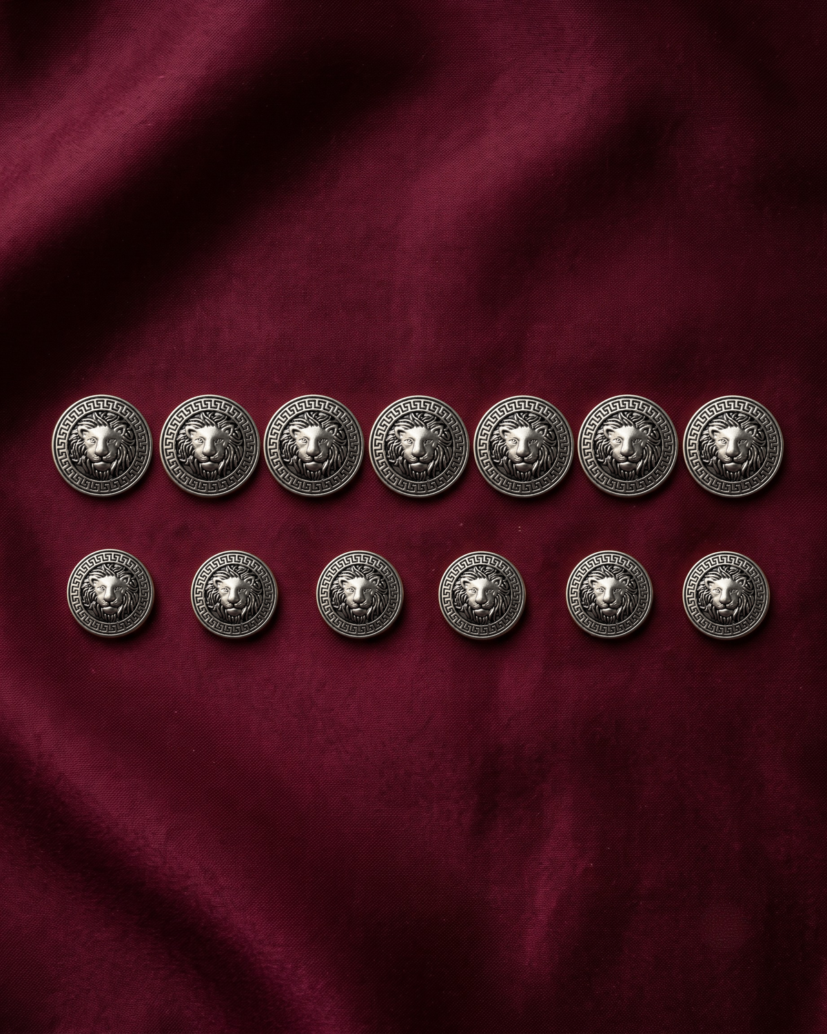 Lion Metal Button Set - Antique Grey