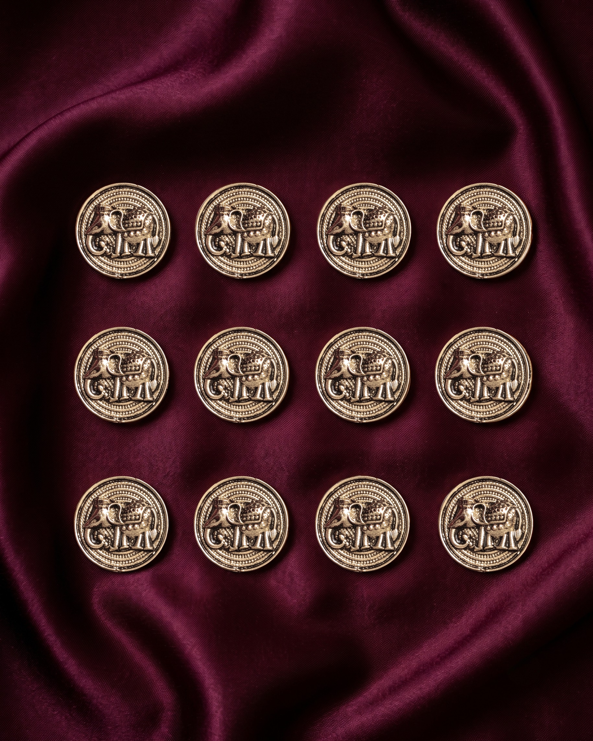 Royal Elephant Brooch & Metal Button Set