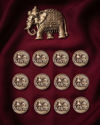 Royal Elephant Brooch & Metal Button Set