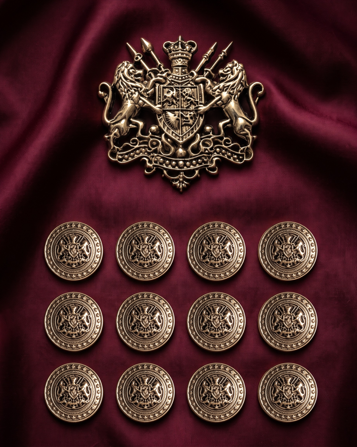 Rajputana Lion Crest Brooch & Button Set