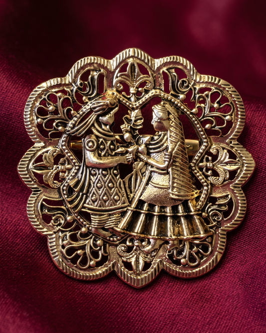 Bride & Groom Brooch & Metal Button Set
