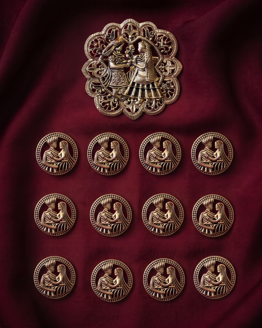 Bride & Groom Brooch & Metal Button Set