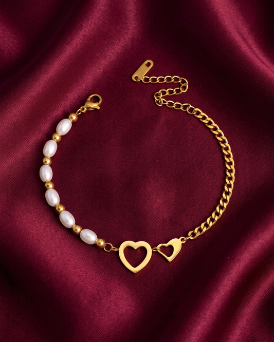 Halo Heart 18K Gold-Plated Stainless Steel Bracelet