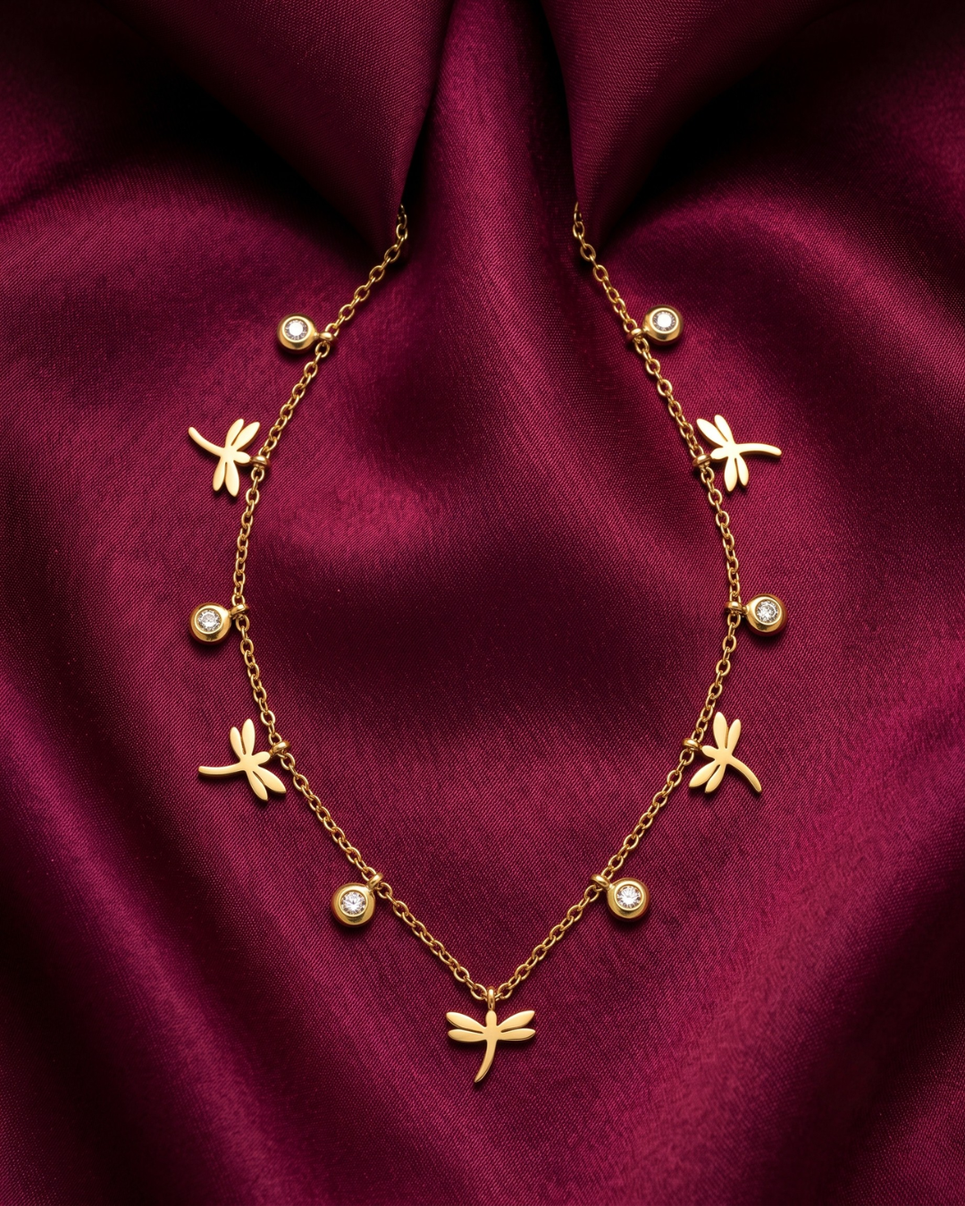 Dragonfly Gold Plated Stainless Steel Necklace