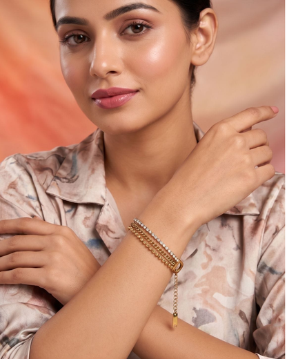 Grace 18K Gold-Plated Diamond Stainless Steel Bracelet