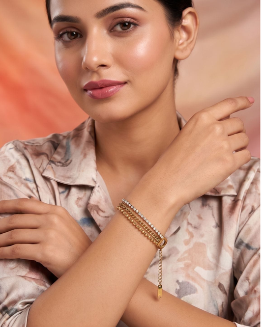 Grace 18K Gold-Plated Diamond Stainless Steel Bracelet