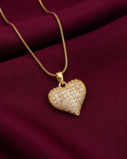 Heart 18K Gold Plated Diamond Stainless Steel Necklace