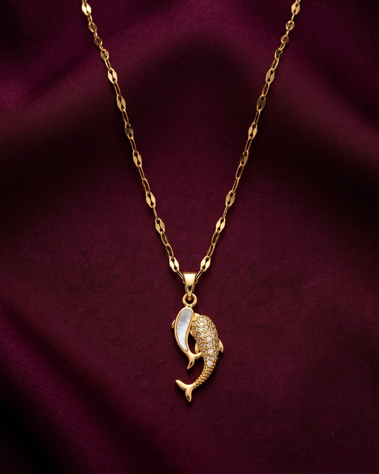 Dolphin 18K Gold Plated Stainless Steel Necklace